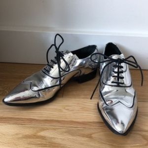 Giuseppe Zanotti Metallic Silver Flats